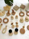 Vintage Exaggerated Geometry Round Rattan Earrings