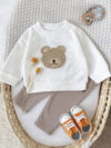 Unisex Baby Bear Print Long-sleeve Hoodie And Sweatpants Set