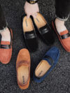 New Color-block Edging Slip On Loafer Leather Shoes