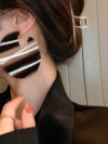Silver Needle Acrylic Striped Earrings