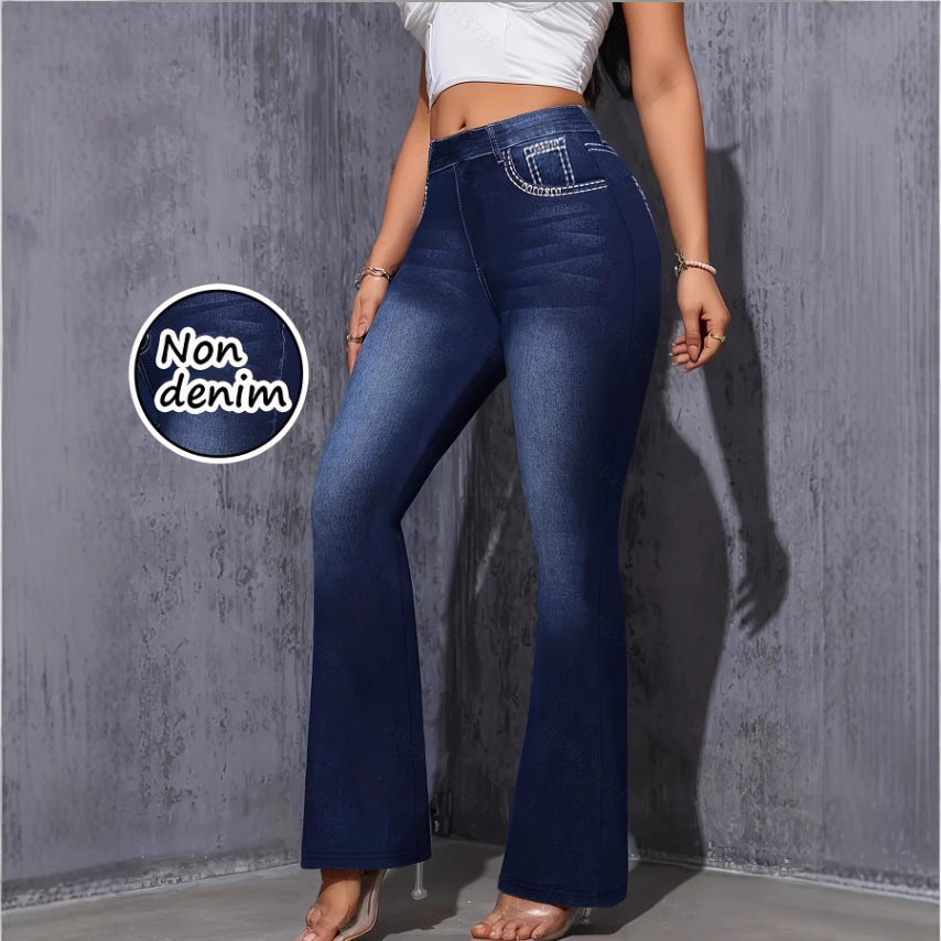 Stretchy Yoga And Fitness Leggings With A Denim - Image 3