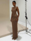 Sleeveless Figure-hugging Sheath-style Round-neck Slimming Dress