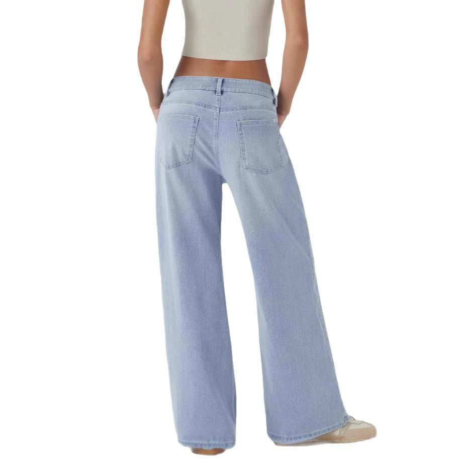 Retro Washed Denim Wide-Leg Jeans - Image 5