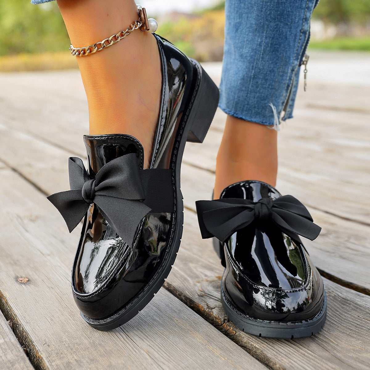 Plus-size Bow-knot Slip-on Loafers - Image 5