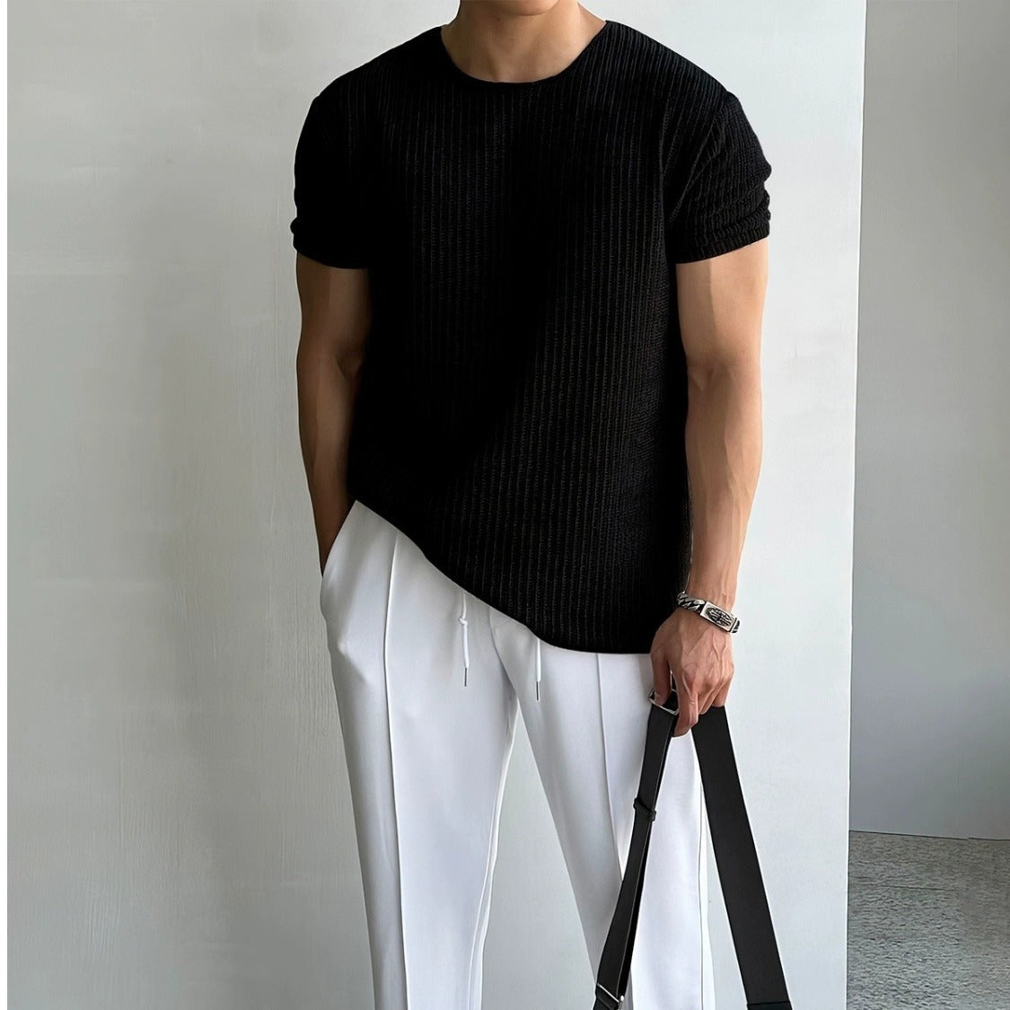 Short-sleeved Sweater Men's Round Neck T-shirt - Image 4