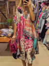 Color Printing Deep V Dress
