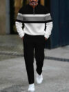 Long-Sleeve Top And Pants With A Half-Open Placket And Zipper