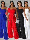 Wide-leg Pants One-shoulder Tassel Jumpsuit