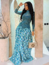 Micro-transparent A-line High-neck Elastic Slim-fit Long-sleeve Dress