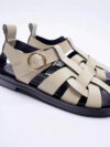 Women's Round Toe Leather Flat Sandals
