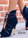 Pointed cross strap high heels