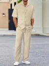Solid Color Short Sleeve Suit