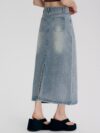 Retro Light-blue Figure-flattering A-line Skirt