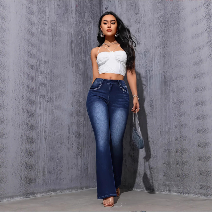 Stretchy Yoga And Fitness Leggings With A Denim