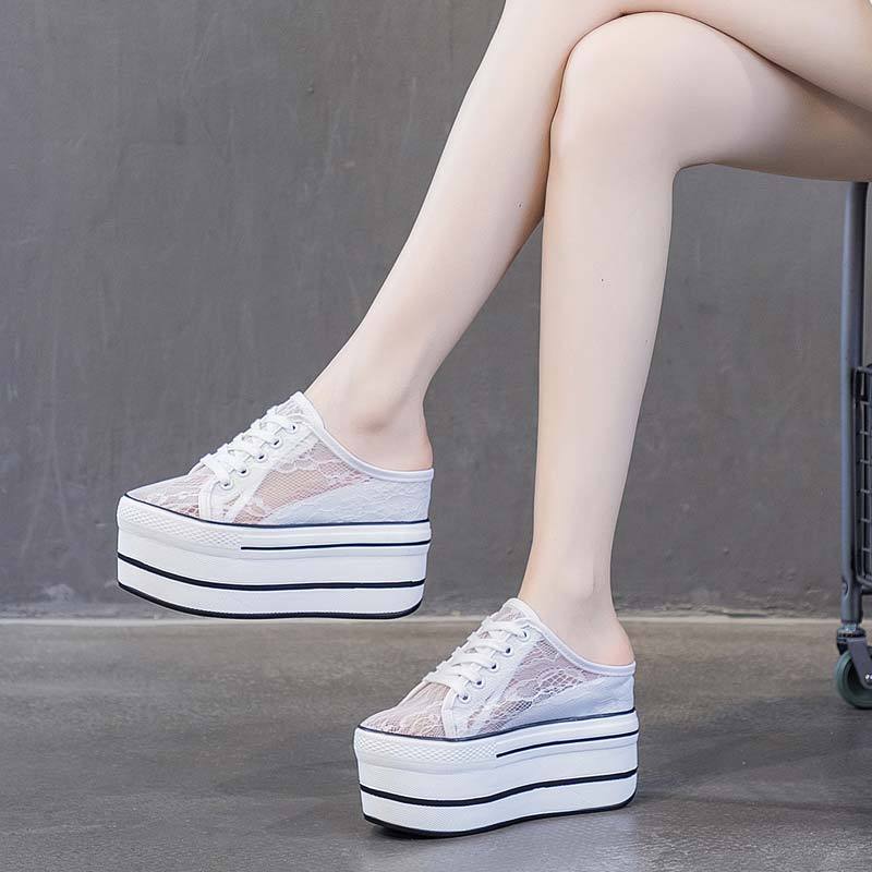 Breathable Lace Mesh Slippers With Thick Bottom - Image 3