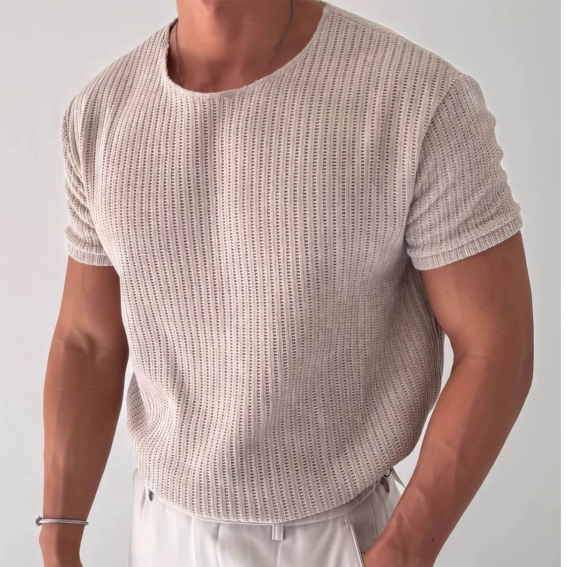 Short-sleeved Sweater Men's Round Neck T-shirt - Image 2