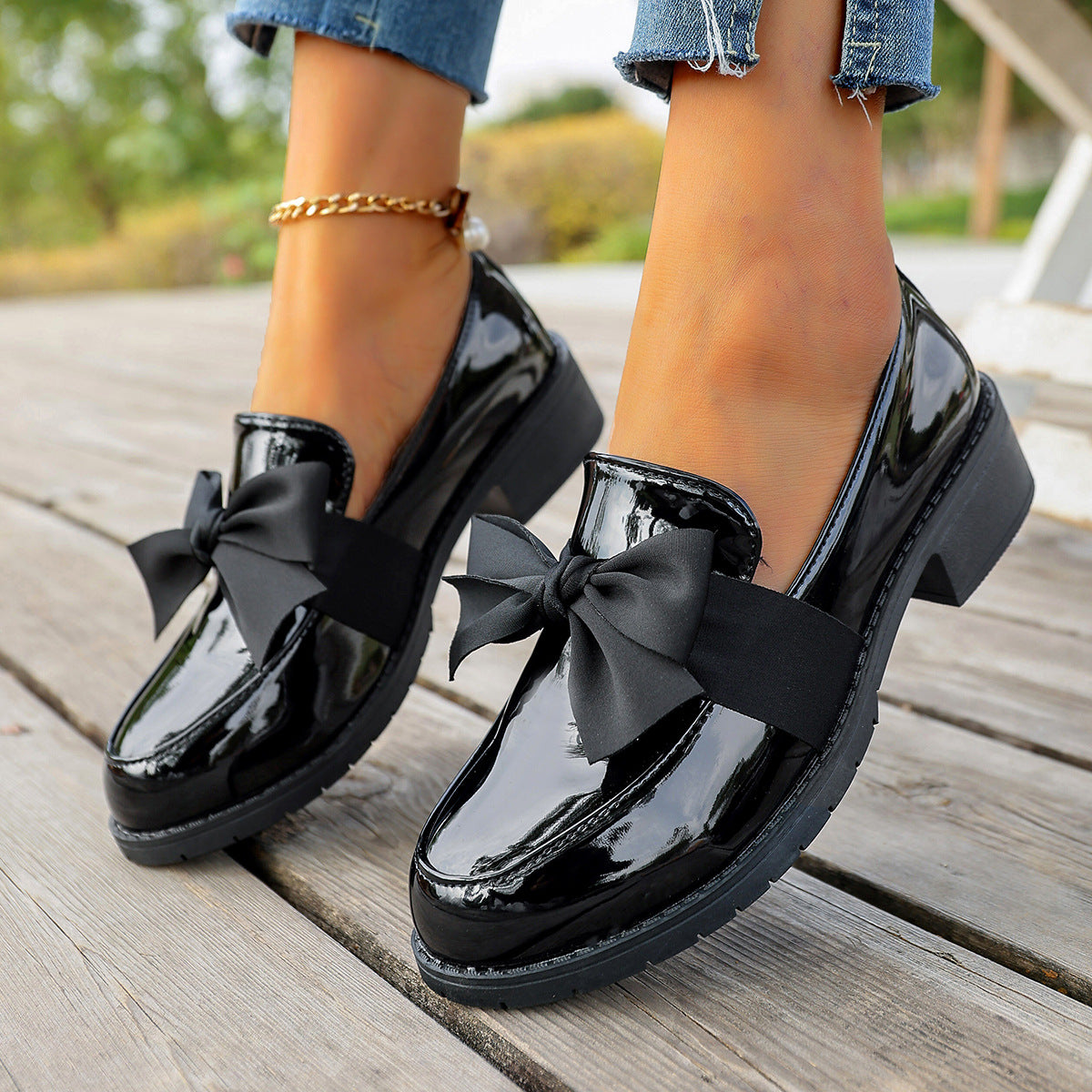 Plus-size Bow-knot Slip-on Loafers - Image 9
