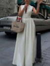 Zippered Sleeveless Patchwork Jumpsuit