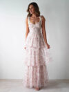 Strapless Backless Cake-Style Floral Print Dress