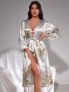 Sleeve Long Belted Bathrobe Morning Gown