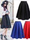 Jacquard Pleated Ball Gown Skater Midi Skirts
