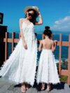 White Backless Mother And Daughter Dress Fairy