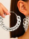 Exaggerated Geometric Round Ring Earrings