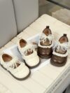 Lace Trim Flat Bow Leather Shoes