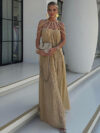 Rope Strapless Sexy Halter Loose Dress
