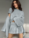 Short-sleeved Shorts Outerwear Gown Three-piece Pajamas