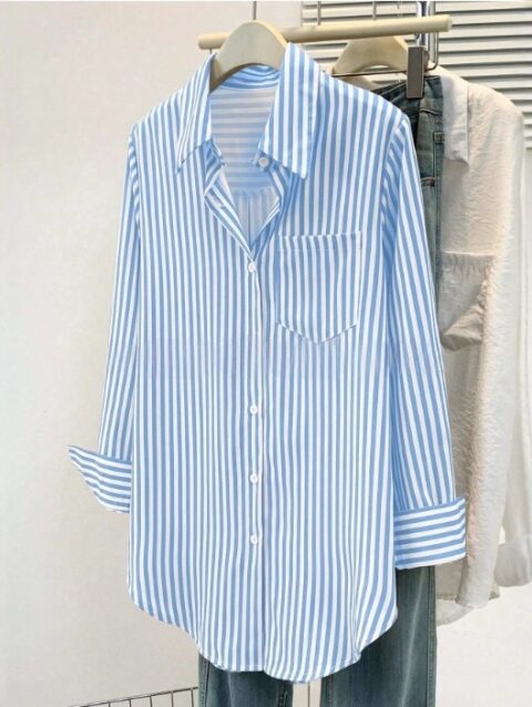 Versatile Casual Striped Blouse