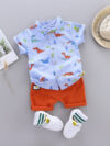 All Over Print Dinosaur Short Sleeve Shirt Set