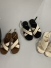 Woven Vintage Minimalist Cross-strap Sandals With A Buckle