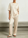 Draped Solid-Color Slimming Wide-Leg Pants Set
