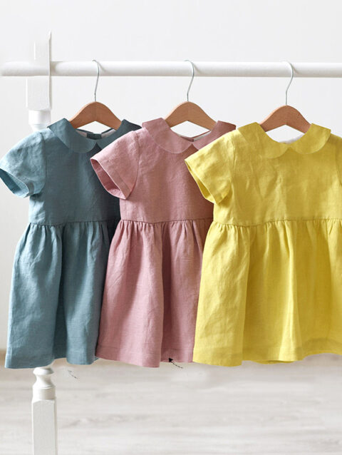 Linen Doll Collar Short Sleeve Dress