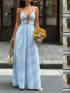 Striped Strappy V-Neck Maxi Dress