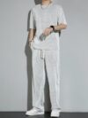 Simple Gray Short-Sleeve Top And Pants Two-Piece Set