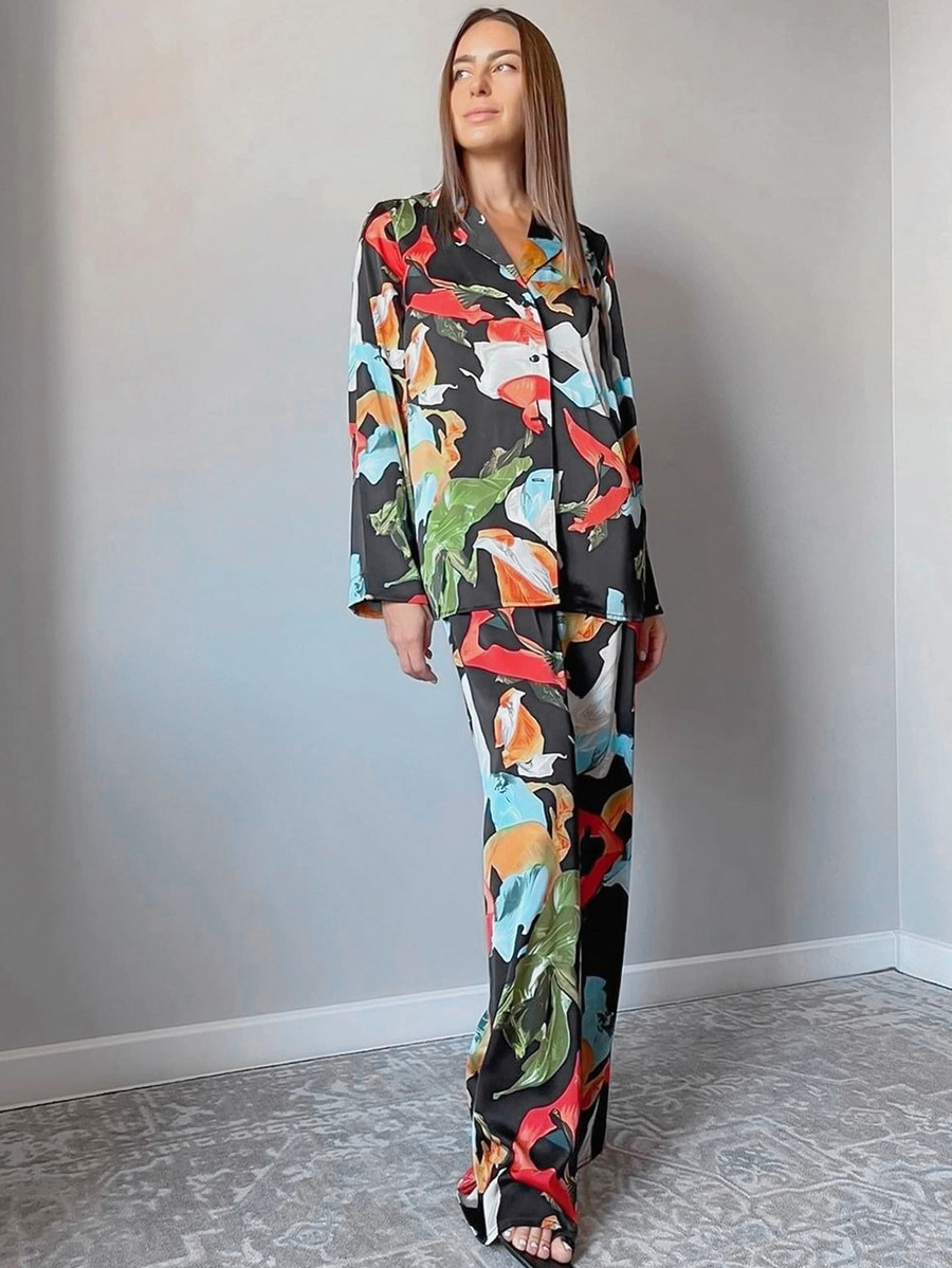 Print Top Wide Leg Pants Suit - Image 5