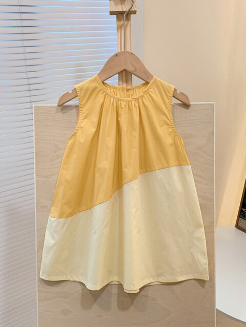Color Matching Sleeveless Loose Dress