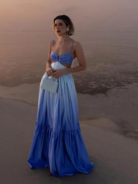 Long Street Gradient Color Dress