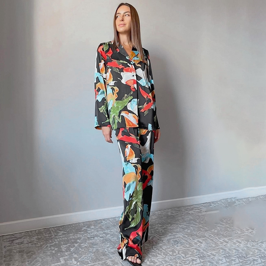 Print Top Wide Leg Pants Suit - Image 4
