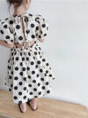 Polka-dot Self-tie Waist-baring Dress