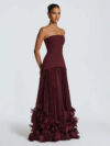 Three-dimensional Petal-style Strapless Floor-length Waist-cinching Dress