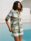 Hollow-out Striped Beach Cover-up Set