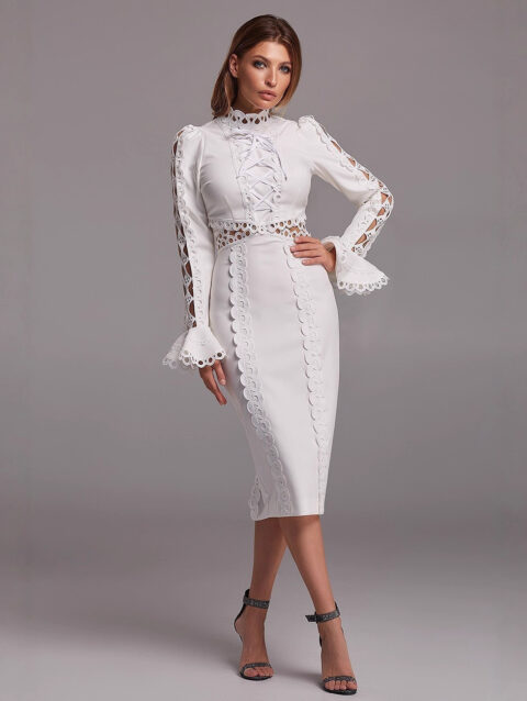 Round-neck Short-sleeve Midi Dress
