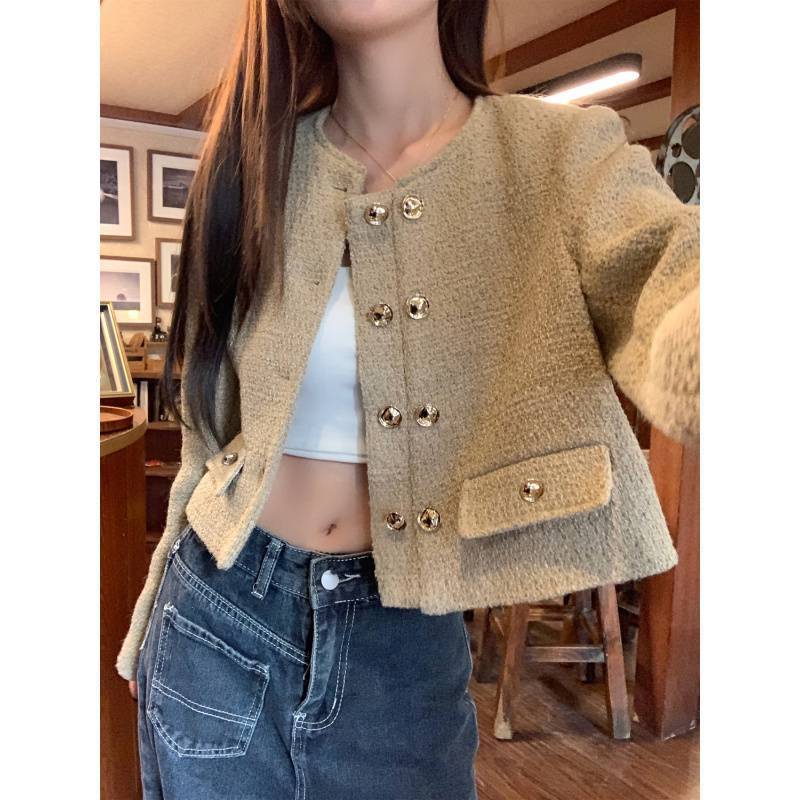 Crew-neck Padded-shoulder Cropped Jacket - Image 5