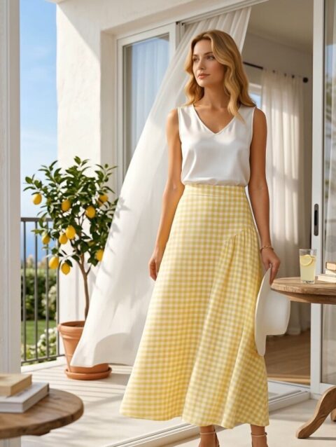 High-waisted Figure-flattering Midi Skirt