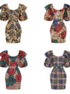 Lotus Leaf Lantern Sleeves Shoulder Bag Hip dress
