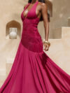 Deep-V Backless Evening Gown