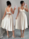 Beige Textured Midi Dress
